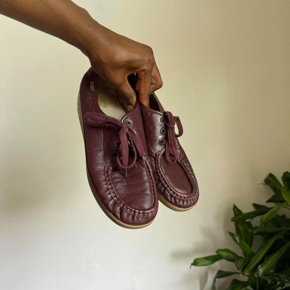 Vintage women genuine handcrafted‎ leather upper lace up oxfords shoes